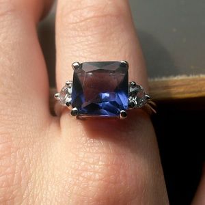 *NWOT* Silver Amethyst CZ Diamond Engagement Ring
